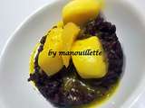 Saint-Jacques orange-safran au riz noir