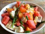 Salade d'abricot, pastèque et fromage de chèvre