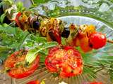 Brochettes poulet aux légumes du soleil cuisson à la plancha