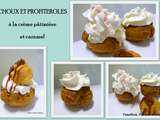 Chou et profiterole (religieuse) à la crème pâtissière et caramel