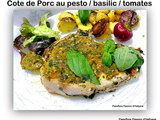 Côte de porc au pesto basilic tomate avec des pommes de terre sautées