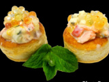 Mini lapins feuillettes aux gambas /mandarine / mayonnaise