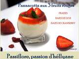 Panna cotta aux 3 fruits rouges - fraises - baies de goji -cranberry et miel d'arganier