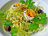 Spaghettis de courgettes et Oeufs mollets cuisson vapeur