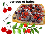 Tarte sablée à la crème d'amande aux cerises et baies de goji / cranberries