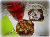 Tartelettes sablées garnies de  crème d'amande, poudre de baobab, confiture ou compote  et son infusion aux fleurs d'hibiscus