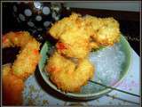 Tempura, beignets de crevettes- gambas, panés