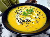 Velouté lentilles corail au coco/curry et graines de nigelle