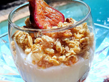 Verrine chantilly mascarpone avec des figues caramélisées et muesli