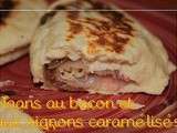 Naans au bacon et aux oignons caramélisés