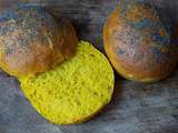 Pains Buns au Curcuma et graines de pavot