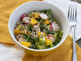 Salade printanière quinoa avocat mangue et roquette