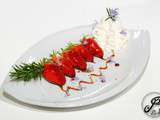 Brochettes de fraises au romarin et caramel balsamique