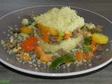 Timbale de couscous au haché de boeuf et ses légumes multicolores