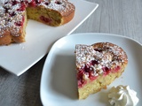 Gâteau aux framboises, chocolat blanc et pistaches