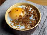 Oeuf cocotte poireau et truffe, crumble au son de blé