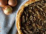 Tarte aux oignons, champignons et huile de cèpe ou de truffe