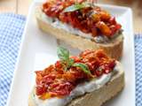 Bruschettas à la Ricotta-Basilic et Compotée de tomates