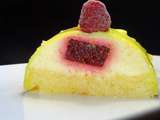 Entremets framboises et citron, base madeleine