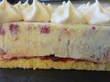 Entremets framboises-vanille-chocolat blanc