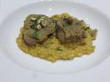 Risotto butternut et cèpes, grenadin de veau en croûte de marrons