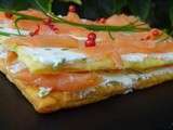 Saumon fumé et chèvre en milles feuilles