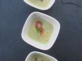 Verrine de creme de courgette au magret de canard fume