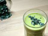 Smoothie Vert {Banane, Kiwi, Spiruline et Beurre de cacahuètes}