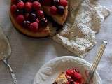 Gâteau crémeux façon cheesecake et coulis de fraises                            (végétarien, sans lactose et sans gluten)