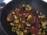 Courgettes sautees aux amandes et chorizo