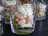 Verrine de gambas aux pommes vertes