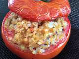 Tomates farcies, boulgour et champignons maison