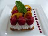 Sablé aux framboises et au lemonquats confits, chantilly à la framboise