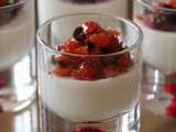 Verrines de pannacotta au fromage de brebis, concassée d'olives & de tomates