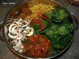 On Pan Pasta au confit de ratatouille, champignons et épinards