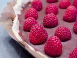 Tarte au chocolat au lait et aux framboises