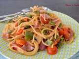 One pot pasta pancetta poivron et tomates cerise