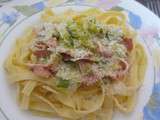 Tagliatelles aux poireaux et bacon (recette légère)