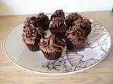 Cupcakes au chocolat, ganache caramel