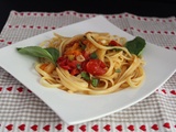 Linguine aux tomates cerise et au basilic