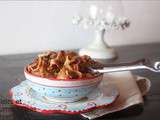 Parpadelle au pain de viande et tomates