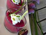 Verrine de betterave et fromage frais aux aromates du jardin