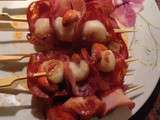 Brochettes de Saint-Jacques au chorizo et u Bacon