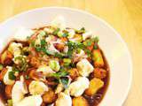 Poutine de gnocchis, sauce demi-glace au vin rouge