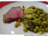 Filet de boeuf a la ficelle, petits pois paysanne