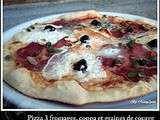 Pizza 3 fromages, coppa et graines de courge