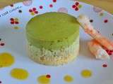 Bavarois avocat-crevettes sur croustillant de biscuit