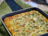 Clafoutis de poisson au chou-fleur et petits pois