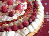 Tarte aux framboises (chantilly au géranium, crème pâtissière à la confiture de lait) - Qui Dort Dine