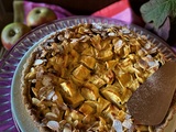 Tarte aux pommes, crème à la cannelle et amandes caramélisées